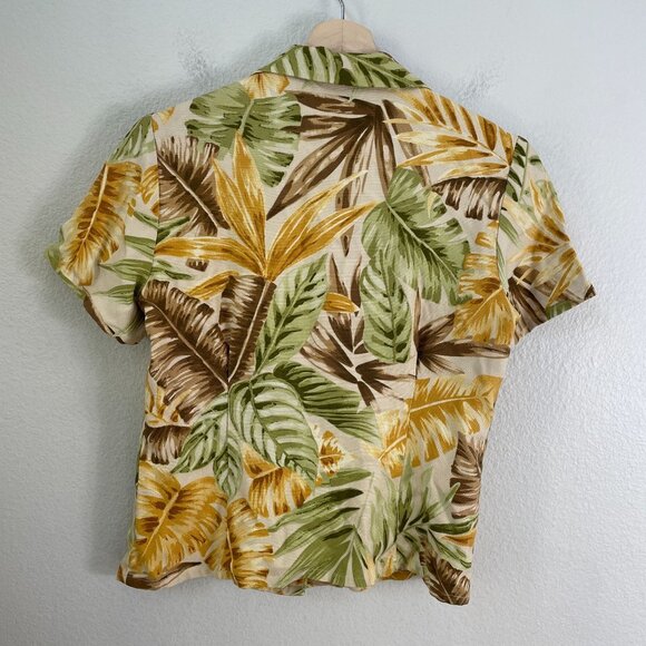 Tommy Bahama Womens Small 100% Silk Tropical Leaf Print Blouse Shirt Hawaiian - Picture 9 of 9